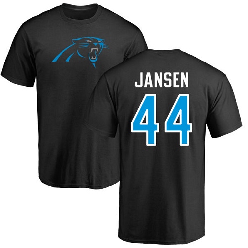 Carolina Panthers Men Black J.J. Jansen Name and Number Logo NFL Football #44 T Shirt
